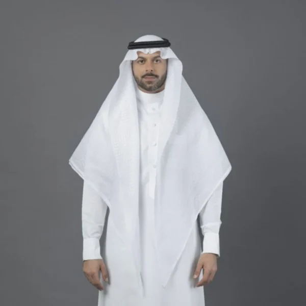 شماغ البسام ابيض بلس انجليزي