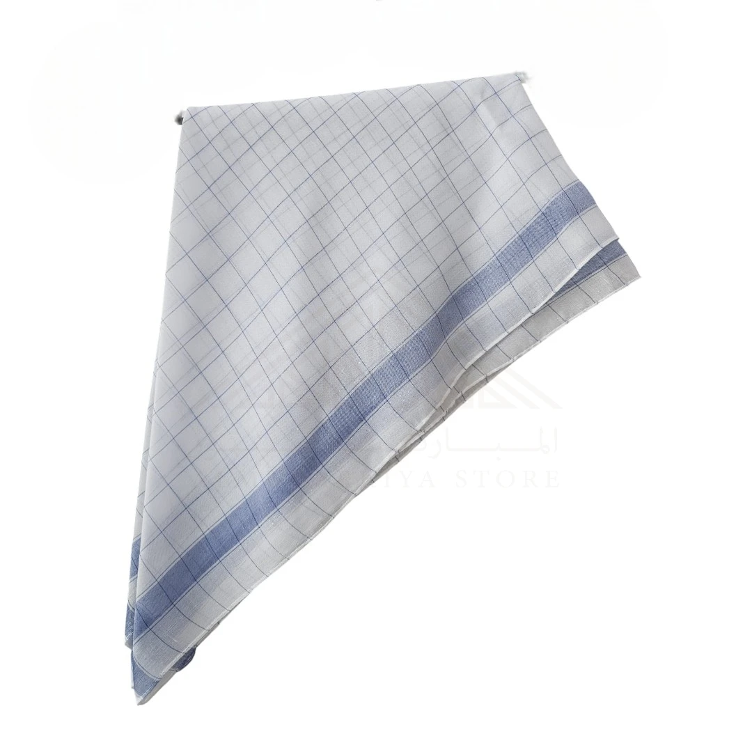 White ghutra blue karohat pattern 